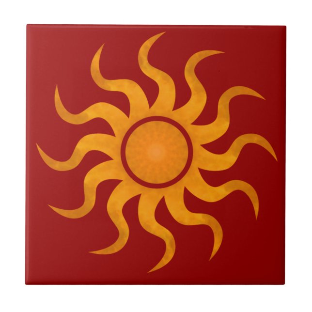 Sun Dark Red Tile - Klein Fliese (Vorderseite)