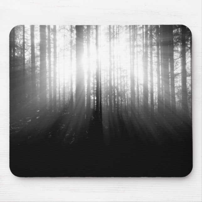 Sun, der durch Bäume im Wald scheint Mousepad (Vorne)