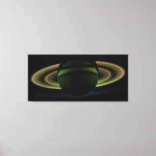 Sun, der hinter Planeten Saturn wirft einen Leinwanddruck