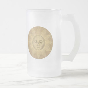 Sun Detail aus antiker Bowles Karte, ca. 1780 Mattglas Bierglas