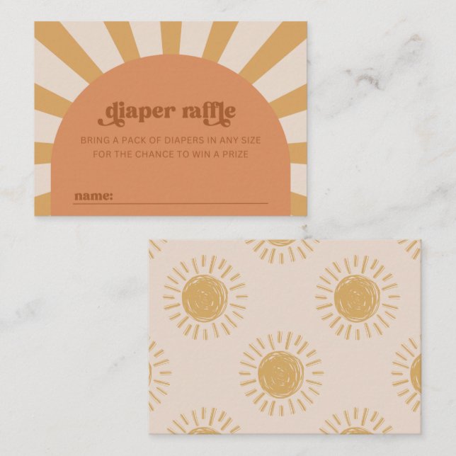 Sun Diaper Raffle Card | Sun Baby Showcard Begleitkarte (Vorne/Hinten)