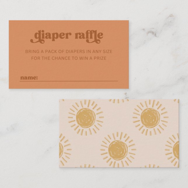 Sun Diaper Raffle Card | Sun Baby Showcard Begleitkarte (Vorne/Hinten)