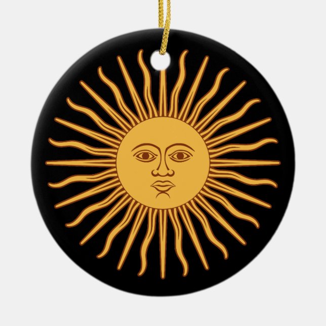 Sun Doppelseitige Ornament-Runde Keramik Ornament (Vorne)