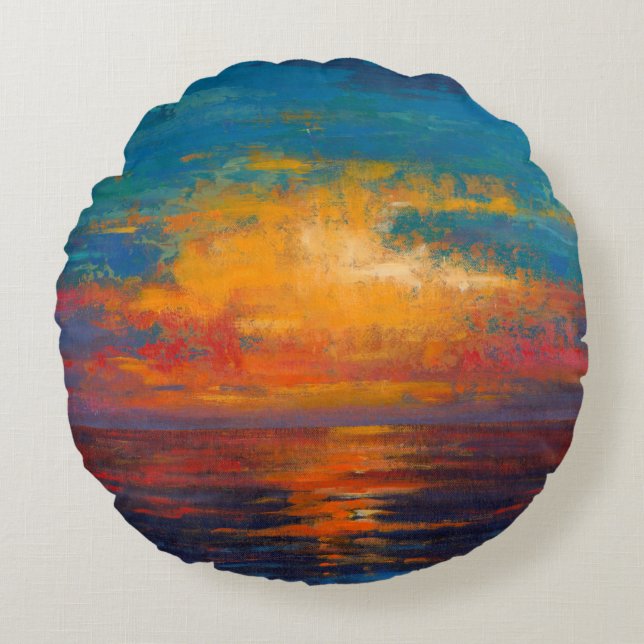 Sun Down II Rundes Kissen (Vorderseite)