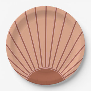 Sun Earth Tones Sonnenaufgang Braun Rost Retro Son Pappteller