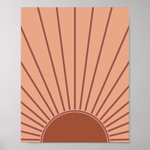 Sun Earth Tones Sonnenaufgang Braun Rost Retro Son Poster