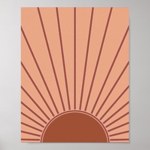 Sun Earth Tones Sonnenaufgang Braun Rost Retro Son Poster