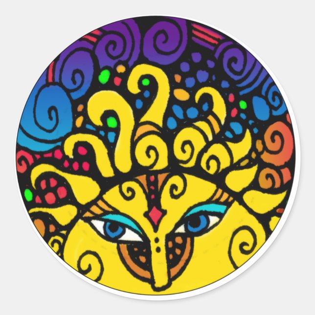 Sun / El Sol whimsical 20 count Aufkleber (Vorderseite)