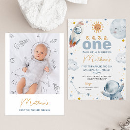 Sun Erste Reise um das Sun Foto 1. Geburtstag Einladung