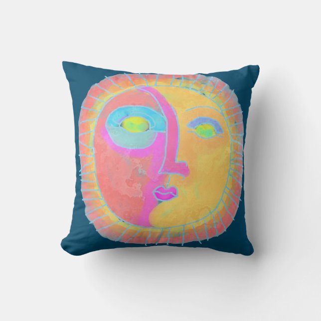 Sun Face Abstrakt Art Decorative Kissen (Vorderseite)