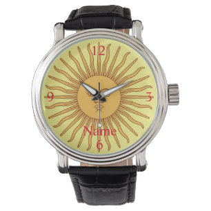 Sun face Art Illustration Thunder_Cove Armbanduhr