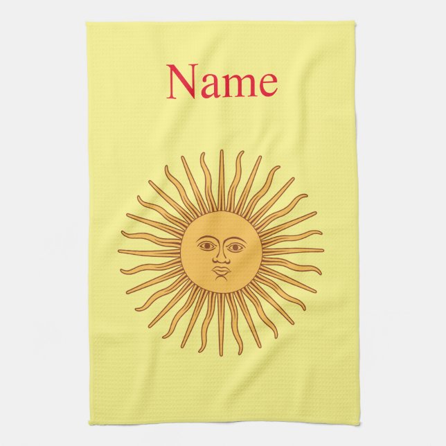 Sun face Art Illustration Thunder_Cove Geschirrtuch (Vertikal)