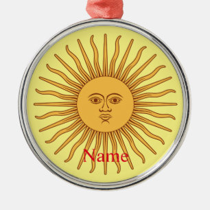 Sun face Art Illustration Thunder_Cove Ornament Aus Metall