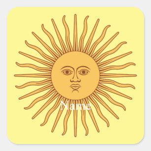 Sun face Art Illustration Thunder_Cove Quadratischer Aufkleber