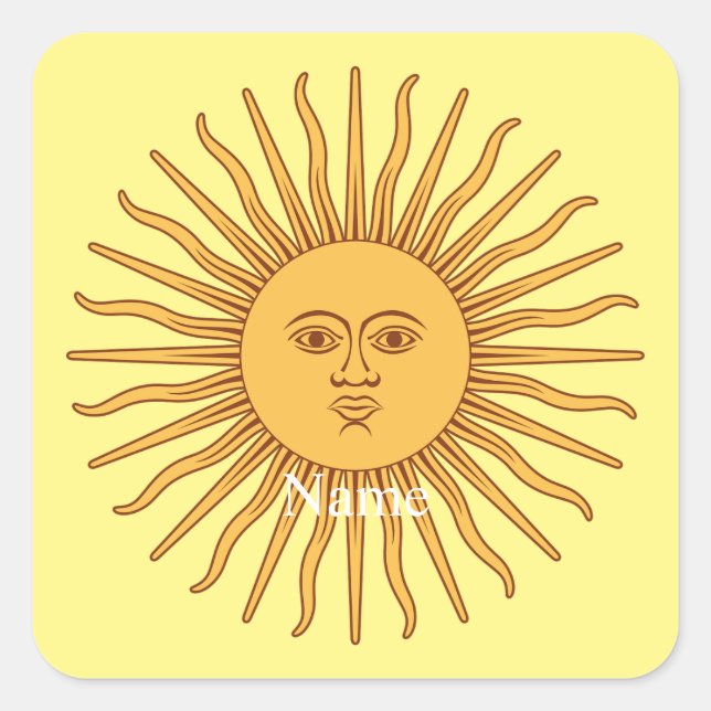 Sun face Art Illustration Thunder_Cove Quadratischer Aufkleber (Vorderseite)