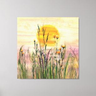 Sun Field Landscape Canvas Print - Malerei Leinwanddruck