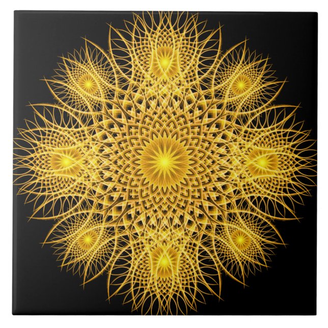 Sun-Flocken-Mandala Fliese (Vorderseite)