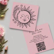 Sun Floral Boho Line Art Elegante QR Code