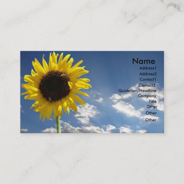 Sun Flower Business Card Visitenkarte (Vorderseite)