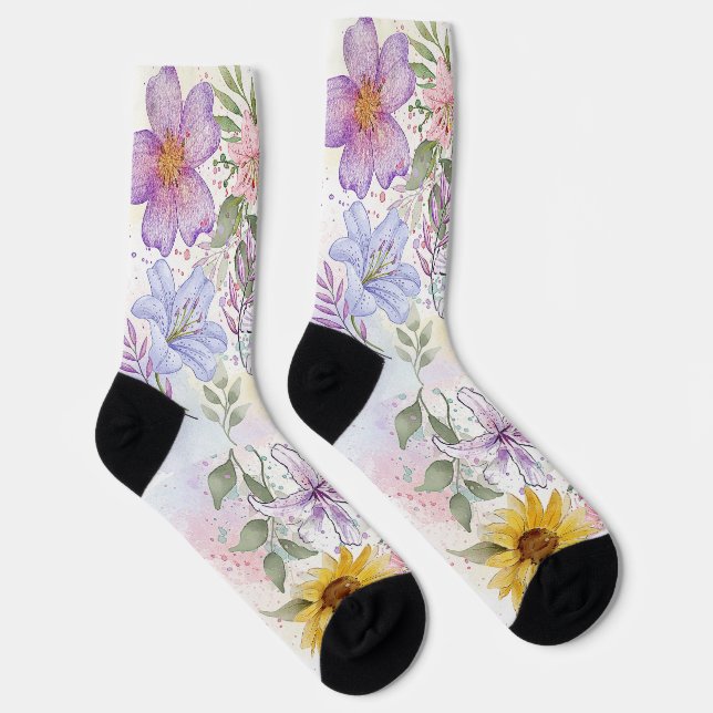 Sun Flower  water colour Design Socken (Rechts)