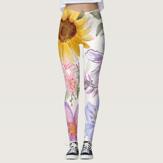 Sun Flowers Mix Design Leggings (Vorderseite)