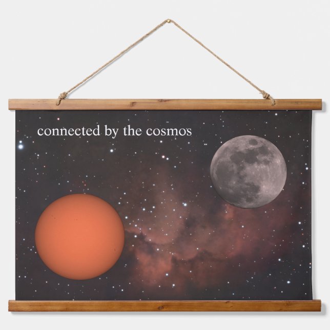 sun, full moon, Nebula  Wandteppich Mit Holzrahmen (Vorne)