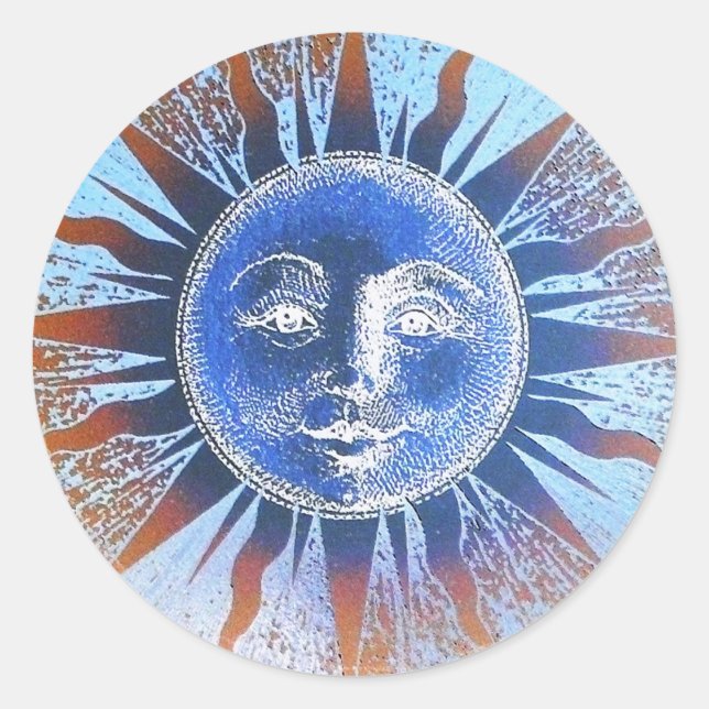 Sun-Gesicht Runder Aufkleber (Vorderseite)