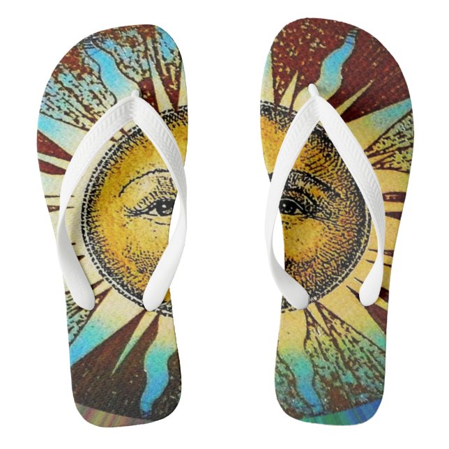 Sun God Sun Gesicht Sommer Slipper Flip Flops (Fußbett)