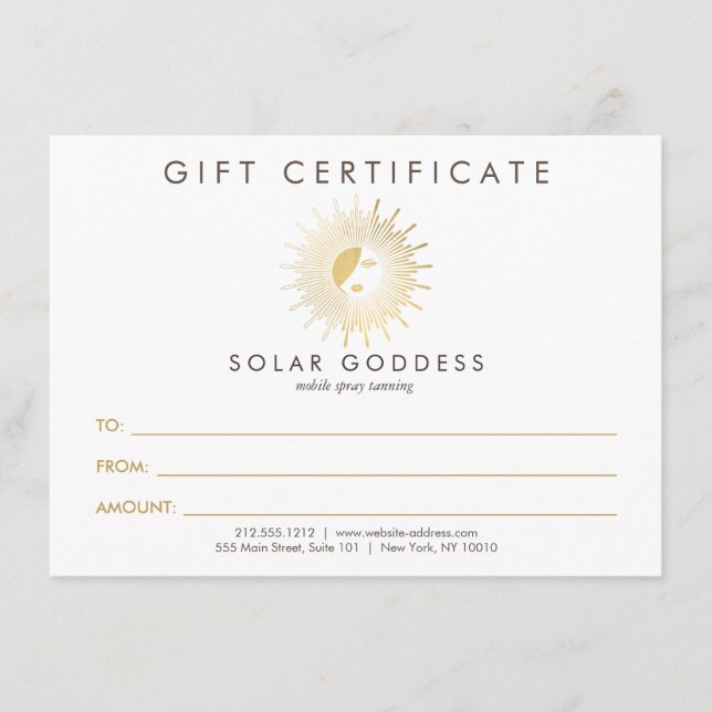 Sun Goddess Girl Logo Spray Tanning Geschenkkarte (Vorderseite)