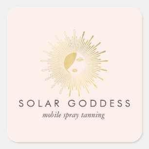 Sun Goddess Girl Logo Spray Tanning Salon Pink Quadratischer Aufkleber