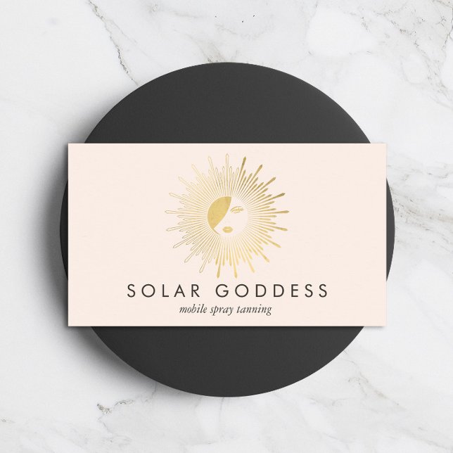 Sun Goddess Girl Logo Spray Tanning Salon Pink Visitenkarte (Von Creator hochgeladen)