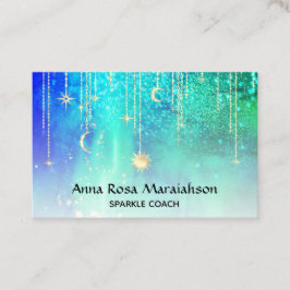 *~* Sun Gold Stars Sparkle Moon Celestie Regenboge Visitenkarte