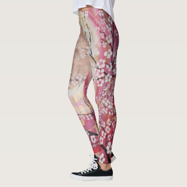 Sun-Goldrosakirschblüte-Kirschblüten-Blumen keucht Leggings (Links)