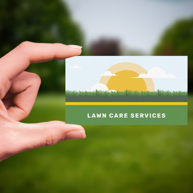Sun & Grass - Rasenpflege Visitenkarte (Sun & Grass - Lawn Care Services Business Card)