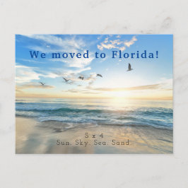 Sun. Himmel. Meer. Sand. Strand-Szene Ankündigungspostkarte