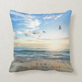 Sun. Himmel. Meer. Sand. Strand-Szene Kissen