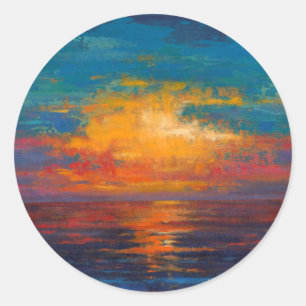 Sun hinunter II Runder Aufkleber