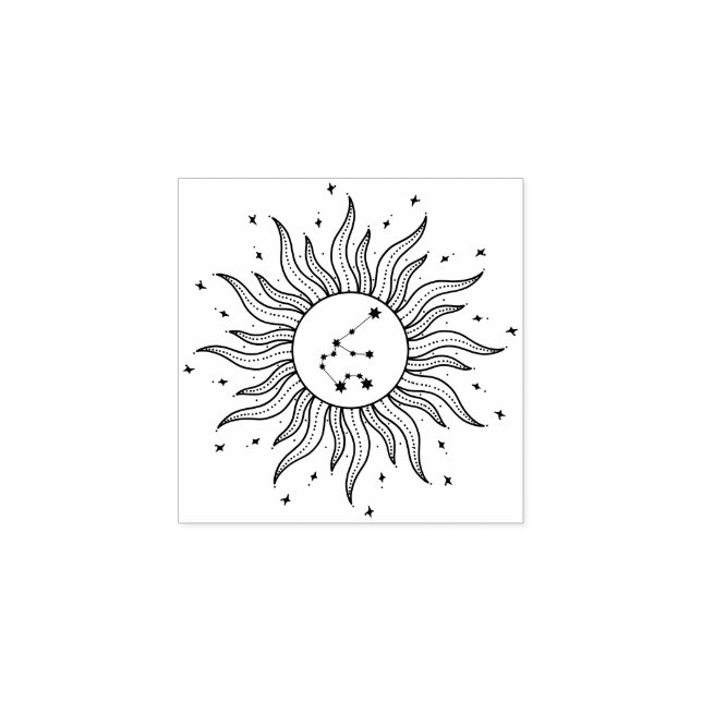 Sun Horoscope Aquarius Sign Gummistempel (Prägung)