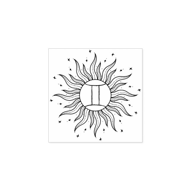 Sun Horoscope Gemini Gummistempel (Prägung)