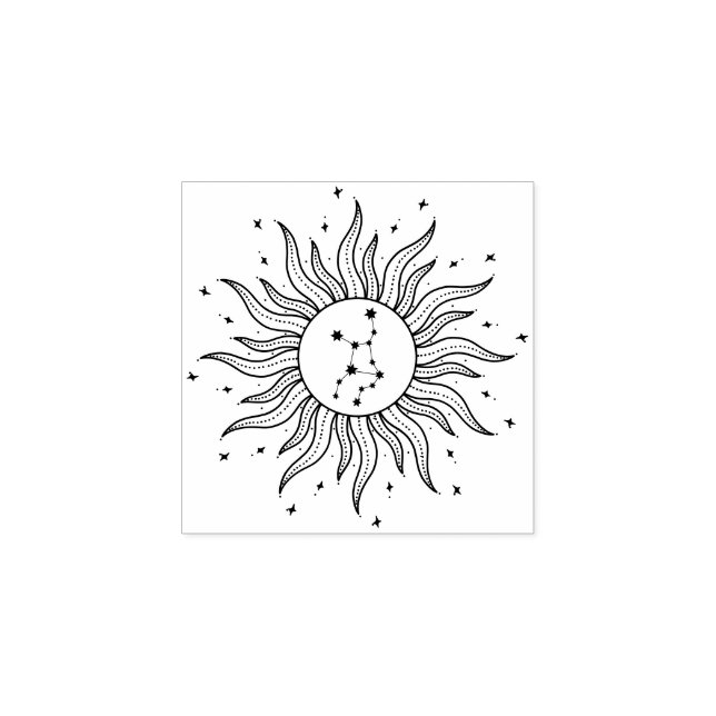 Sun Horoscope Virgo Rubber Briefmarke Gummistempel (Prägung)