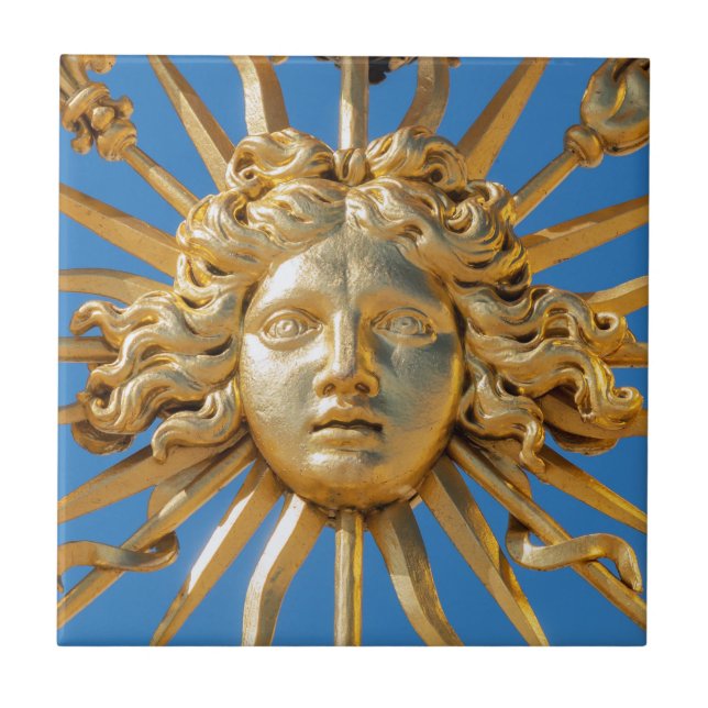 Sun King am Goldenen Tor zum Schloss Versailles Fliese (Vorderseite)