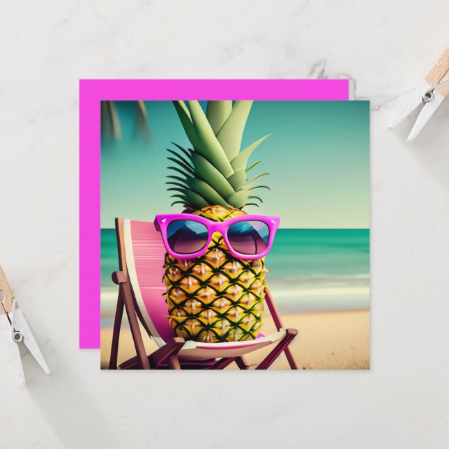 Sun Kissed Ananas Blank Greeting Card (Vorderseite/Rückseite Beispiel)