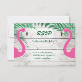 Sun Kissed Flamingo Wedding RSVP Karte