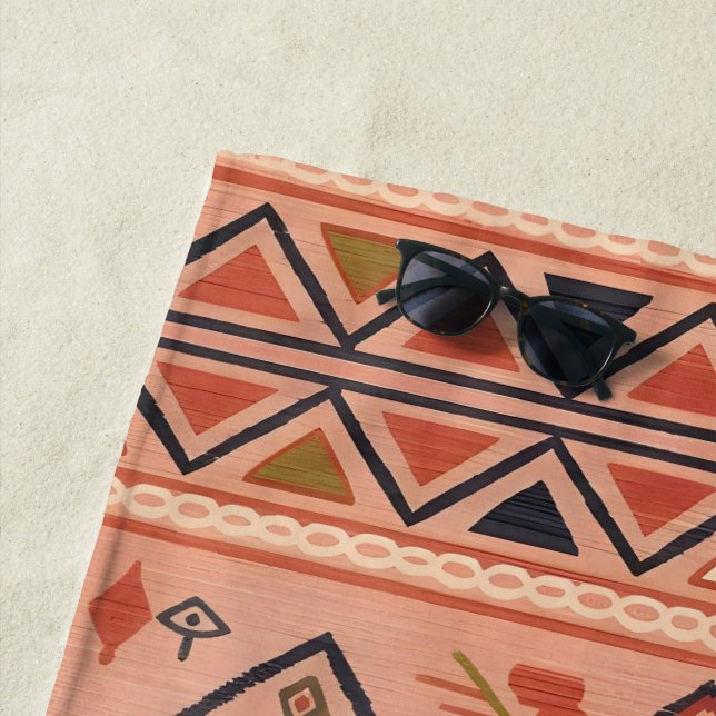 Sun-Kissed Hand-Drawn Moroccan Tribal Art Strandtuch (Beispiel)