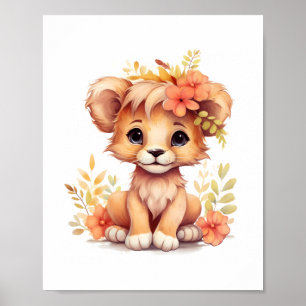 Sun-Kissed Lion Cub Kinderzimmer Kinder Poster
