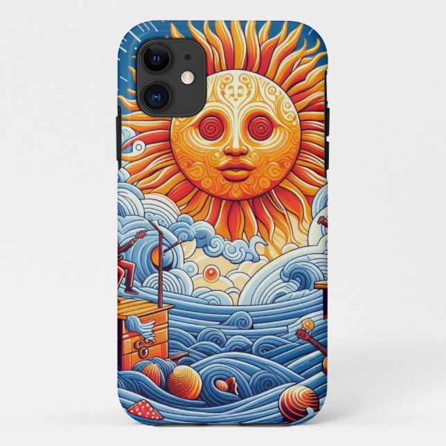 Sun-Kissed Ocean Jam: Festival Moon and Stars Case-Mate iPhone Hülle (Rückseite)