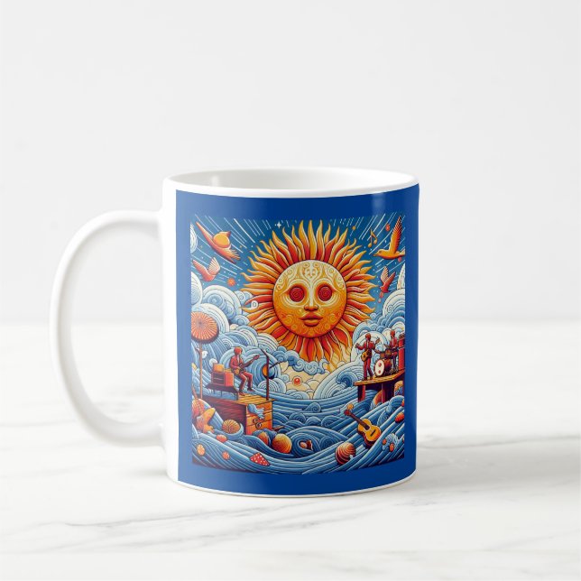 Sun-Kissed Ocean Jam: Festival Moon and Stars Kaffeetasse (Links)