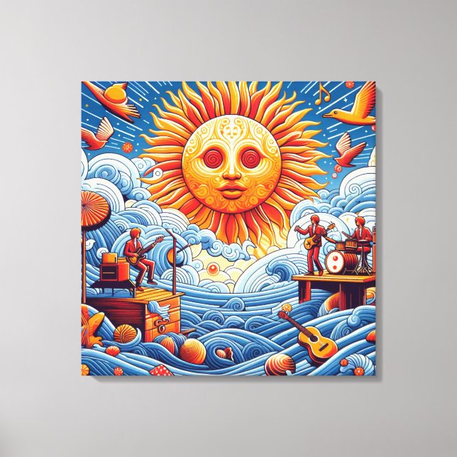 Sun-Kissed Ocean Jam: Festival Moon and Stars Leinwanddruck (Vorderseite)