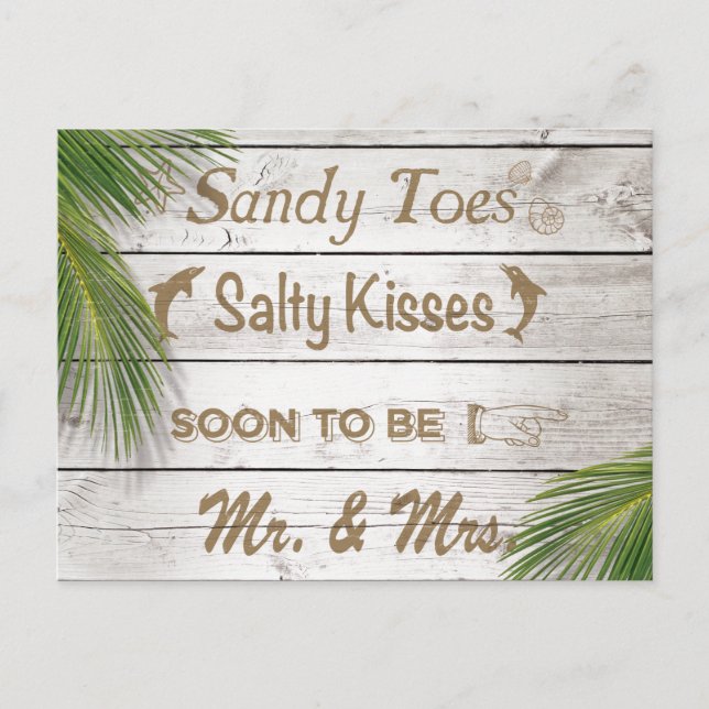 Sun Kissed Sandy Toes Salty Kisses Save the Date Ankündigungspostkarte (Vorderseite)