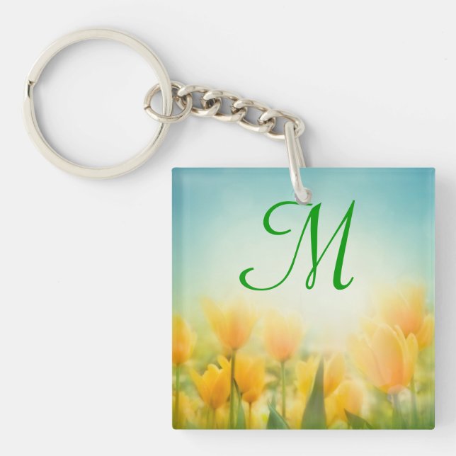 Sun Kissed Yellow Tulips Schlüsselkette Schlüsselanhänger (Vorderseite)